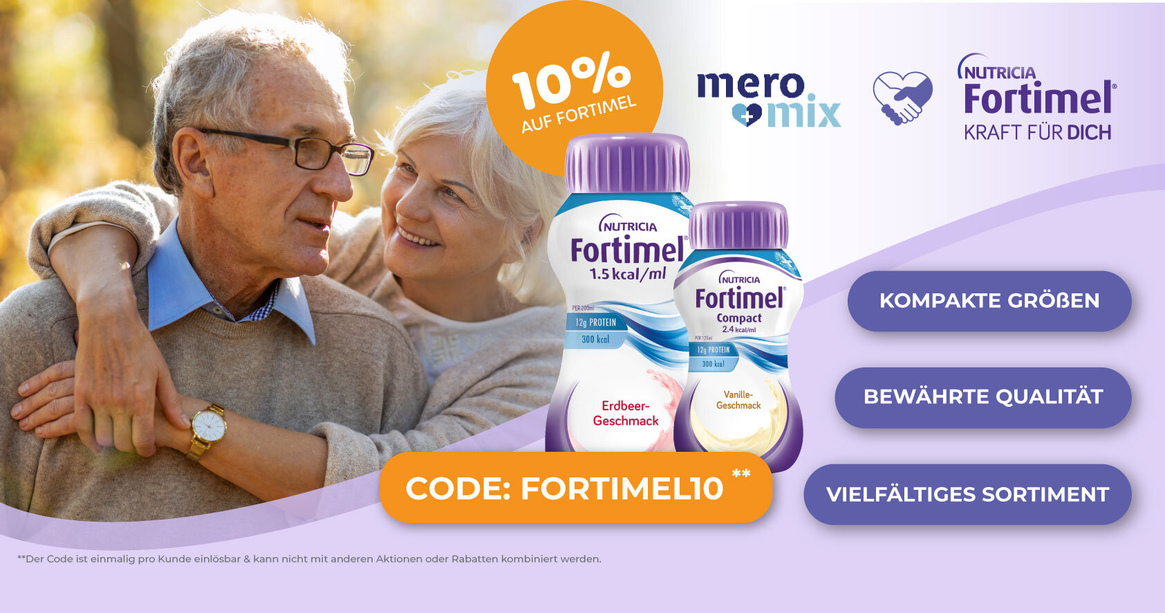 Code: Fortimel10 für 10% auf alle Fortimel Produkte. Bedingungen gelten.