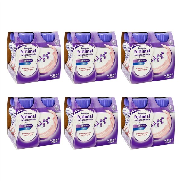 FORTIMEL Compact Protein Drink Erdbeere 6x4x125ml Trinkflasche